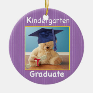 Ornement En Céramique Jardin d'enfants Graduation Teddy Bear sur pourpre