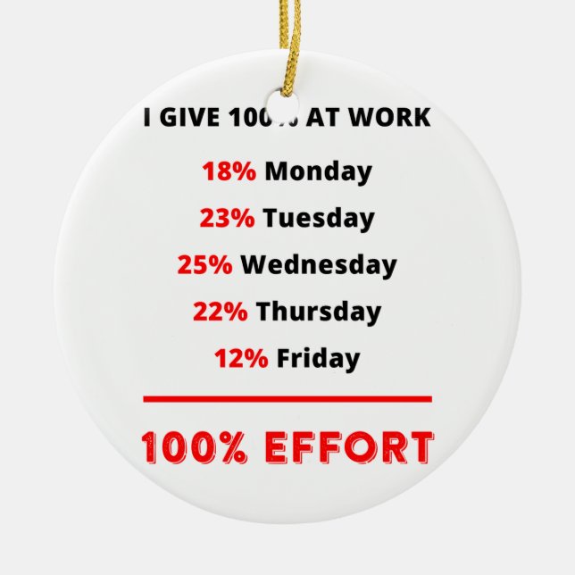ORNEMENT EN CÉRAMIQUE JE DONNE 100% AU TRAVAIL (Devant)