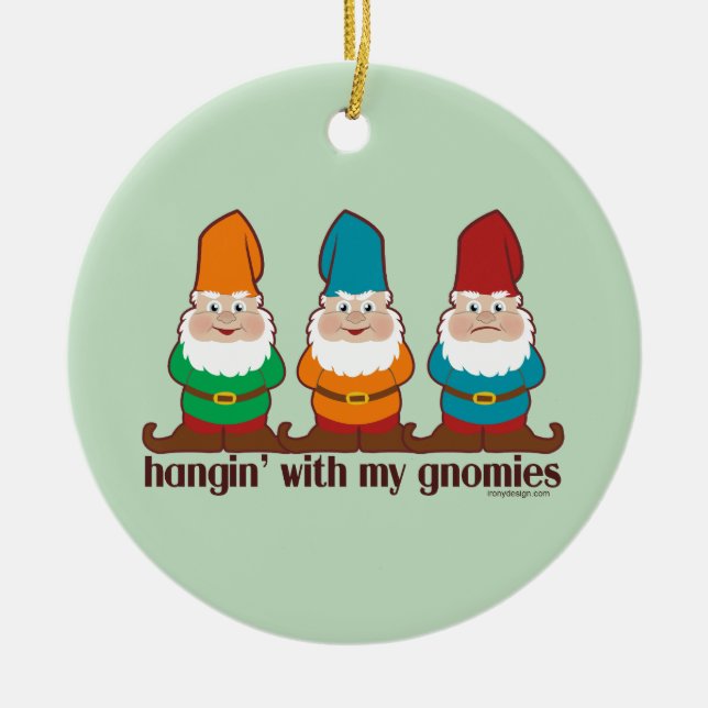Ornement En Céramique Je Pense À Mes Gnomes (Devant)