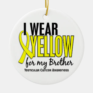 Ornement En Céramique Je porte le cancer du testicule jaune du frère 10