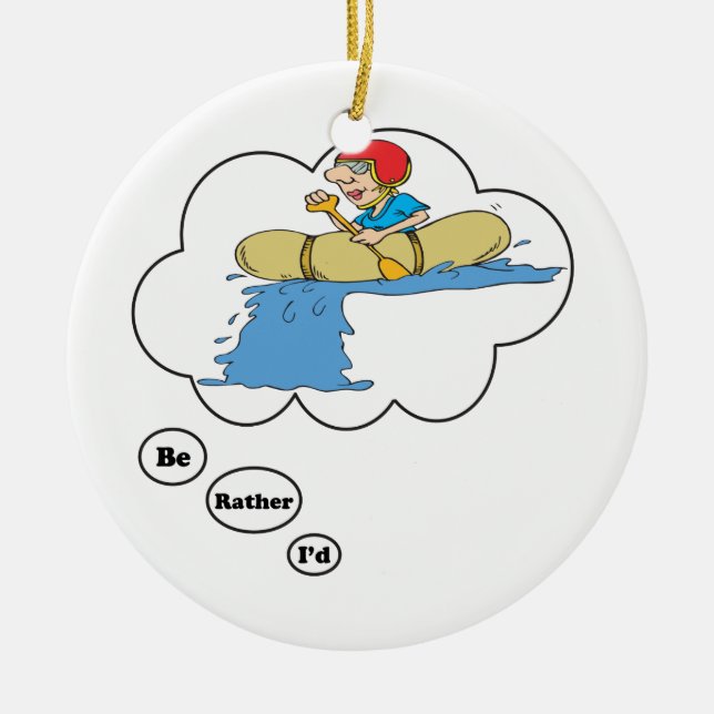 Ornement En Céramique Je préférerais être Rafting 4 (Devant)