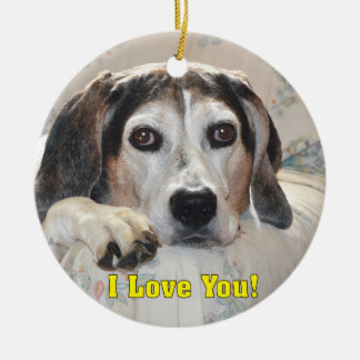 Ornement En Céramique Je t'aime ! Chien de chasse