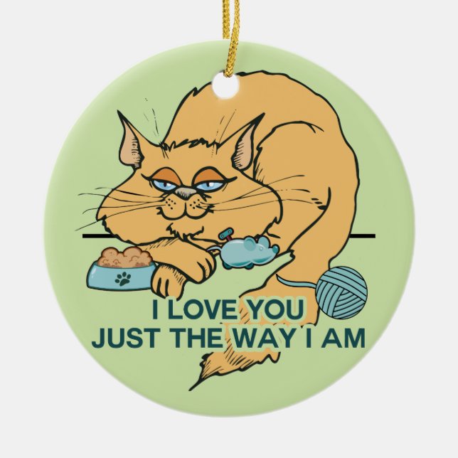 Ornement En Céramique Je T'Aime Drôle Chat Graphic Dit (Devant)