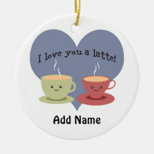 Ornement En Céramique Je t'aime un latte !