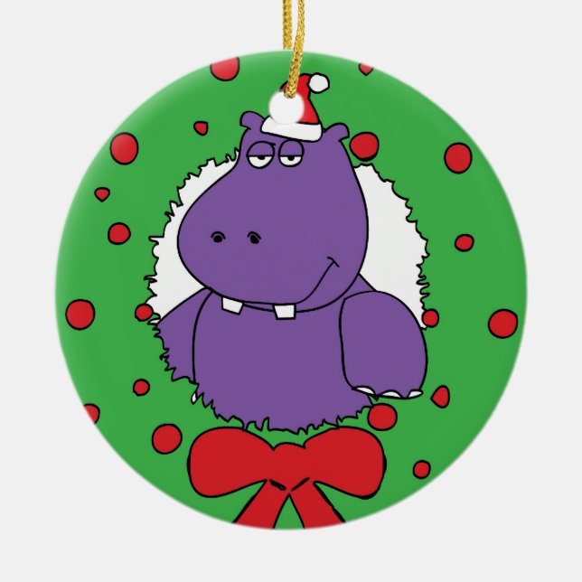 Ornement En Céramique Je veux un hippopotame pour Noël (Devant)