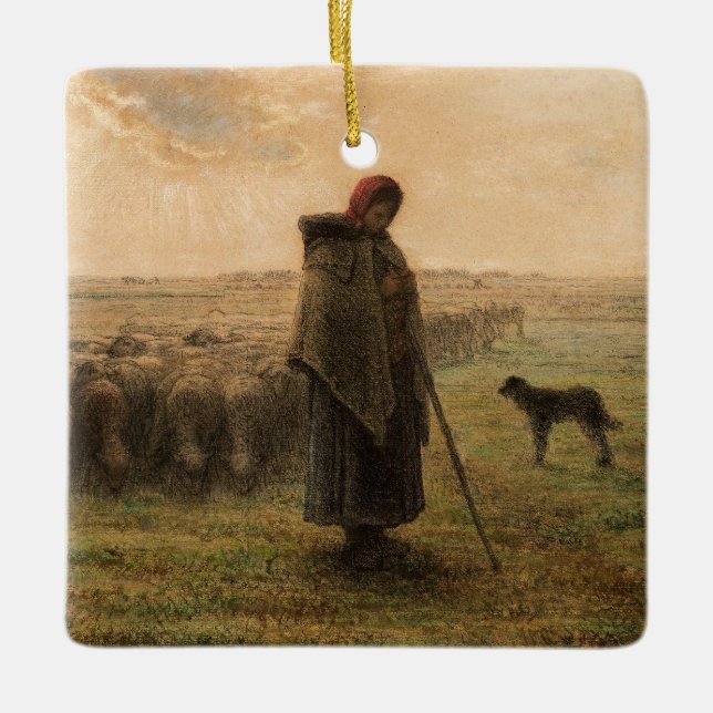 Ornement En Céramique Jean-Francois Millet - Berger et troupeau 1865 (Devant)