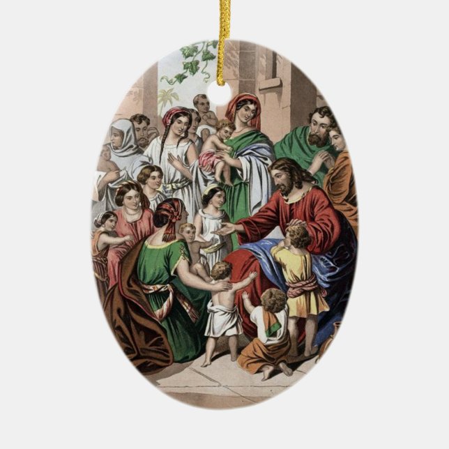 Ornement En Céramique Jésus bénissant de petits enfants peignant (Devant)
