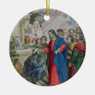 Ornement En Céramique Jésus donne la vue à un aveugle né, d'une bible