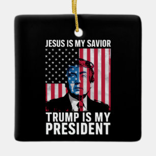 Ornement En Céramique Jésus Est Mon Sauveur Trump Est Mon Président 2024