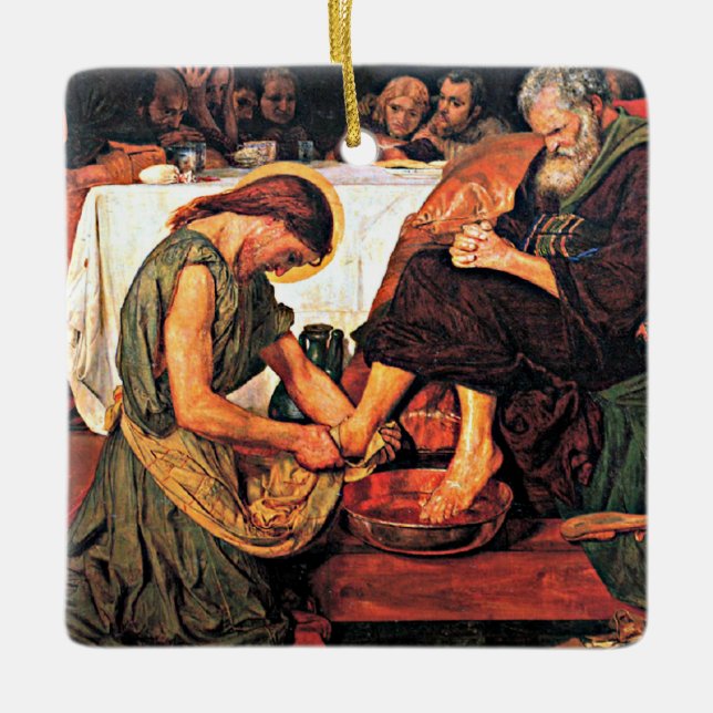 Ornement En Céramique Jésus Lave les pieds de Pierre (Devant)