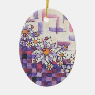 Ornement En Céramique Jet pourpre de marguerite de damier