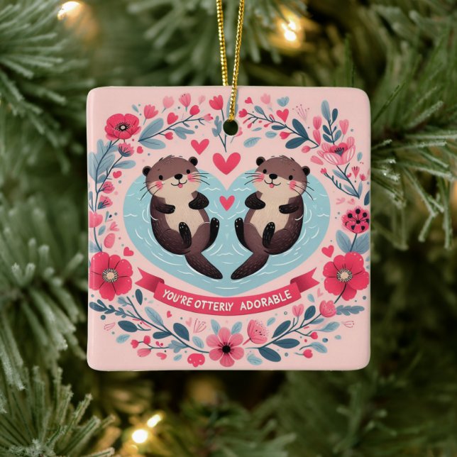 Ornement En Céramique Jeu adorable Otter (Arbre)