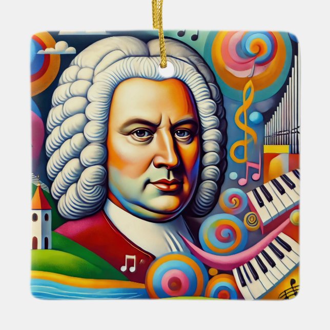 Ornement En Céramique Johann Sebastian Bach Portrait (Devant)