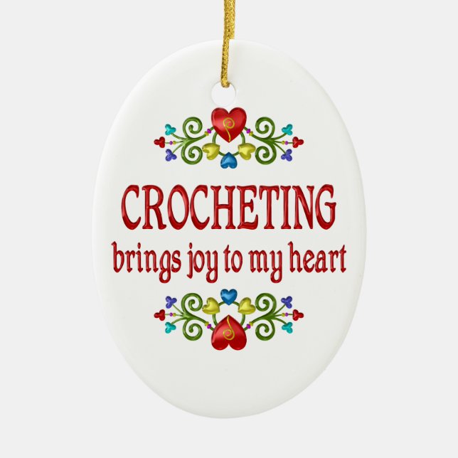 Ornement En Céramique Joie faisante du crochet (Devant)