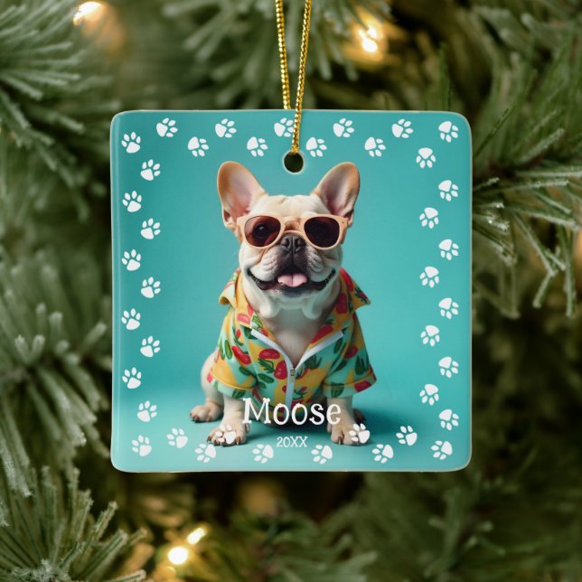 Ornement En Céramique Joli Bouledogue Français (Arbre)