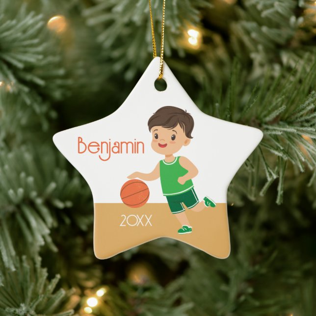 Ornement En Céramique Joli Brunette Boy (Arbre)