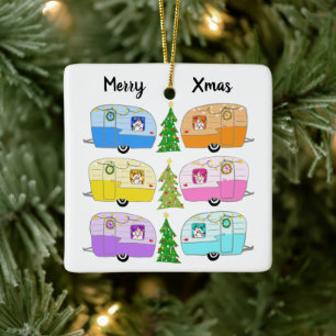 Ornement En Céramique Joli Camper de Noël VintageTrailers RV Xmas