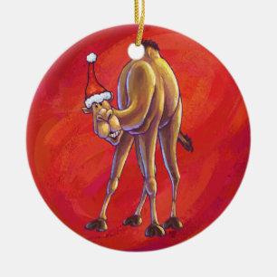 Ornement En Céramique Joli Noël Camel En Rouge