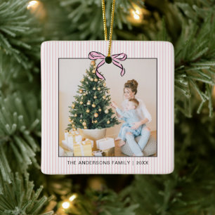 Ornement En Céramique Joli Nœud Papillon Rose Photo Noël