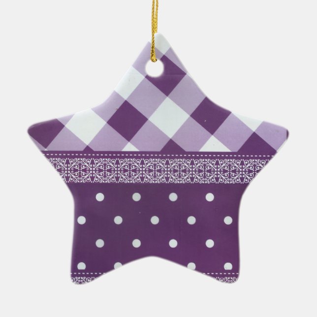 Ornement En Céramique Joli violet à damiers Damask Motif sans joint (Devant)