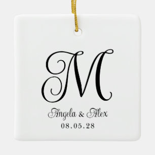 Ornement En Céramique Jolie photo de monogramme de mariage en écriture c