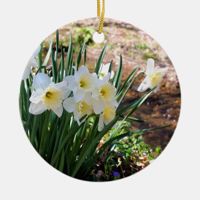 Ornement En Céramique Jonquilles par l'ornement de fleur de ruisseau (Devant)