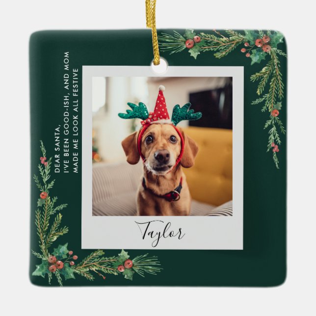 Ornement En Céramique Jote Animal Photo Script Drôle Chien Noël (Devant)