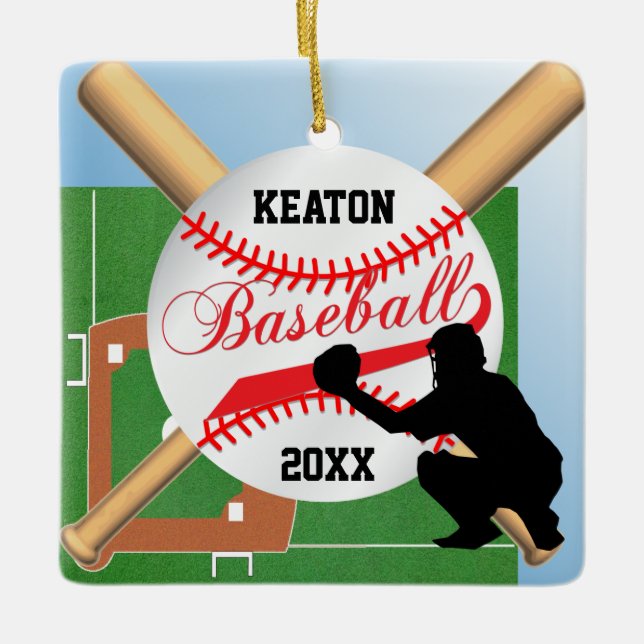 Ornement En Céramique Joueur de baseball ⚾ (Catcher) (Devant)