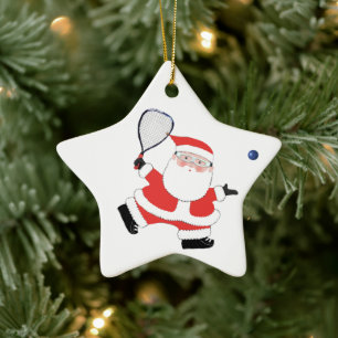 Ornement En Céramique Joueur de racquetball Noël Collectible