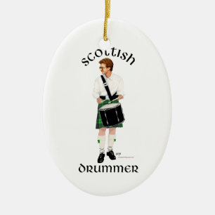 Ornement En Céramique Joueur de tambour écossais - Kilt vert
