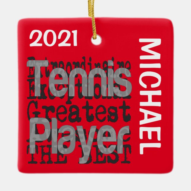 Ornement En Céramique Joueur de tennis Extraordinaire PERSONNALISÉ (Devant)