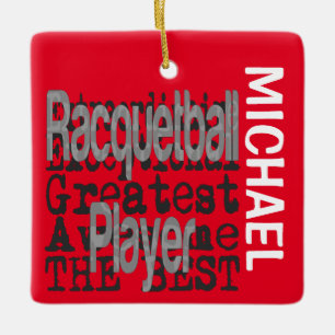Ornement En Céramique Joueur Racquetball Extraordinaire PERSONNALISÉ