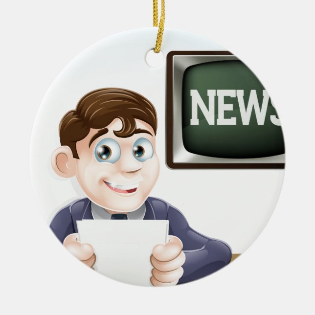 Ornement En Céramique Journaliste de nouvelles (Devant)