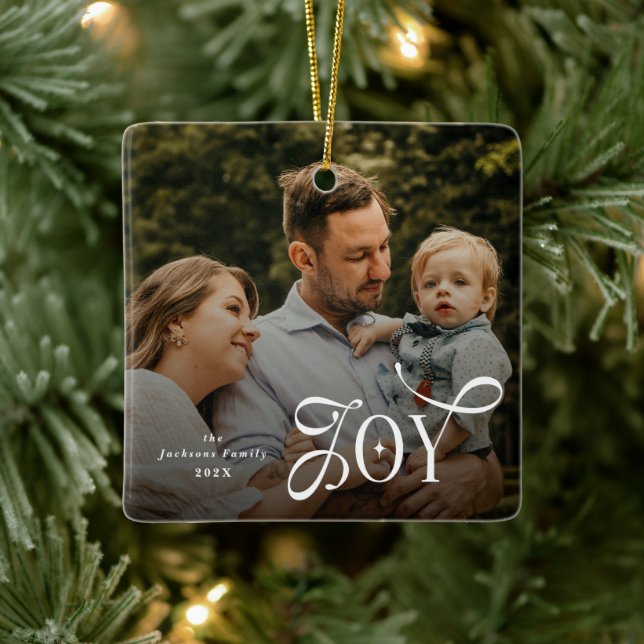 Ornement En Céramique Joy Family Photo Christmas  (Arbre)