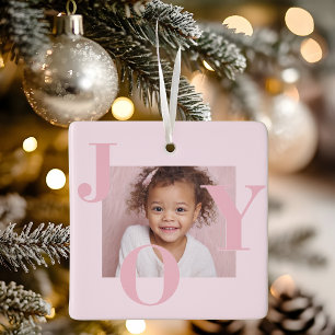 Ornement En Céramique JOY Rose Pâle Moderne Noël   Personnalisé