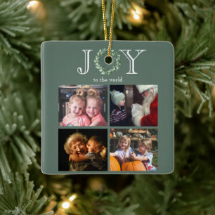 Ornement En Céramique Joy to the World 4 Photos Personnalisées