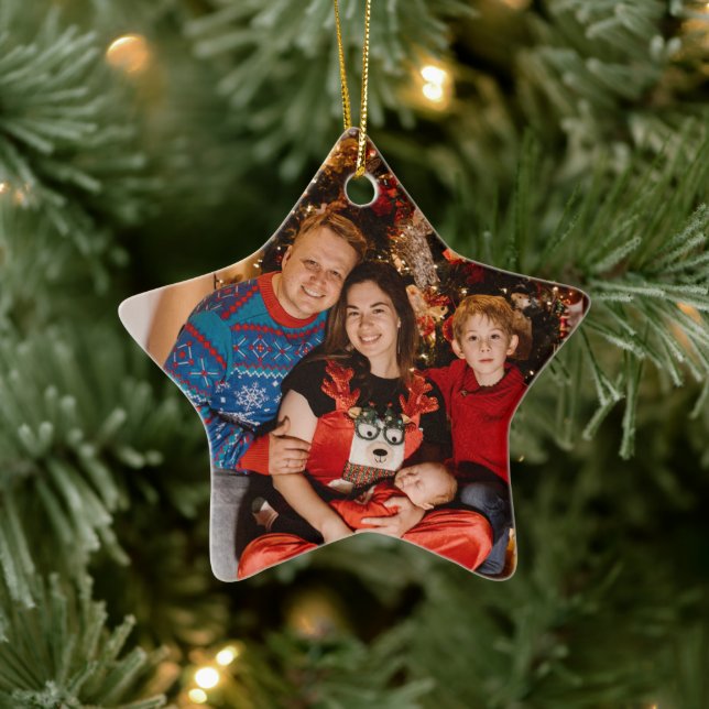 Ornement En Céramique Joyeuses Fêtes Cadeaux Photo, Star Formé Noël (Arbre)