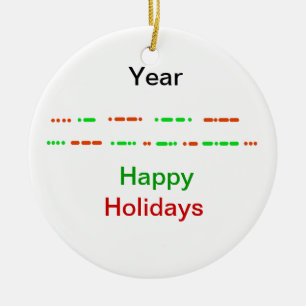 Ornement En Céramique Joyeuses fêtes dans Morse Code Noël Ornament