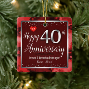 Ornement En Céramique Joyeux 40e anniversaire de Mariage