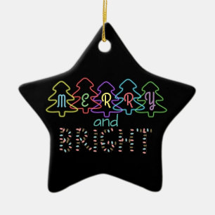 Ornement En Céramique Joyeux et brillants feux de Noël