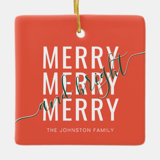 Ornement En Céramique Joyeux et lumineux Noël (Devant)