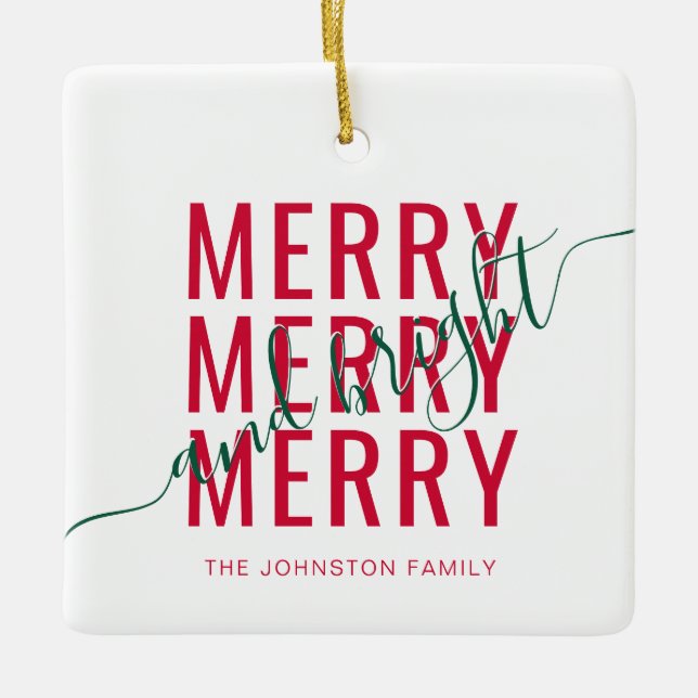 Ornement En Céramique Joyeux et lumineux Noël (Devant)