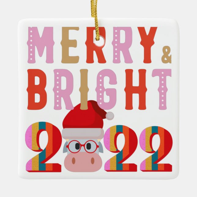 ORNEMENT EN CÉRAMIQUE JOYEUX ET LUMINEUX PÈRE NOËL HEUREUX NOUVEL AN 202 (Devant)