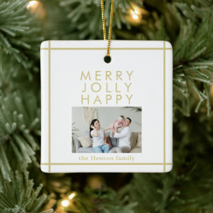 Ornement En Céramique Joyeux Jolly Happy Family Photo Noël