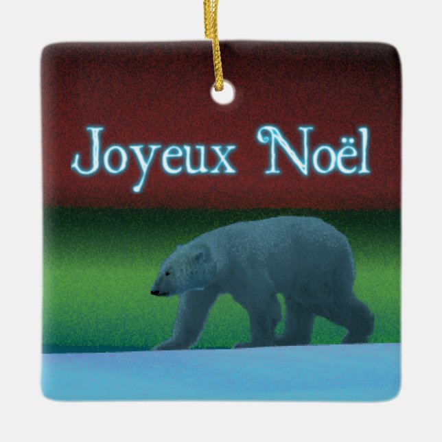 Ornement En Céramique Joyeux Noё l - Ours polaire (Devant)
