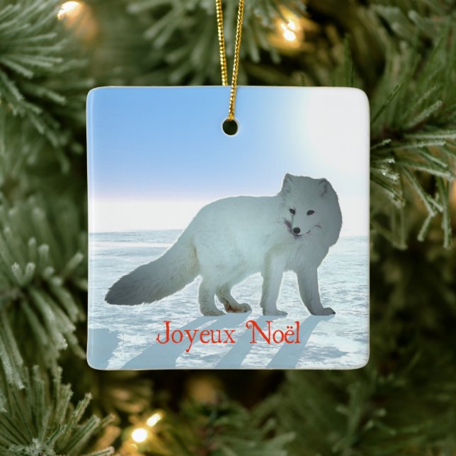 Ornement En Céramique Joyeux Noё l - Renard arctique (Arbre)