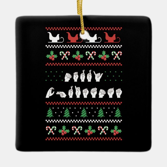 Ornement En Céramique Joyeux Noël - ASL American Sign Language I (Devant)