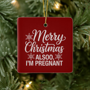 Ornement En Céramique Joyeux Noël Aussi Je Suis Enceinte Annonce Bébé