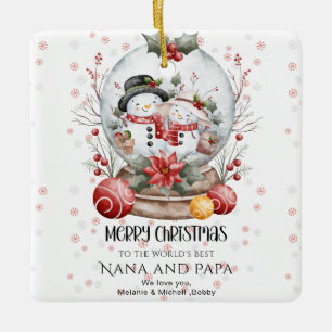 Ornement En Céramique Joyeux Noël aux meilleurs grands-parents du monde 