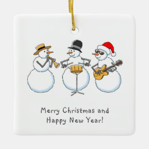 Ornement En Céramique Joyeux Noël Bonne année Snowman Jazzband